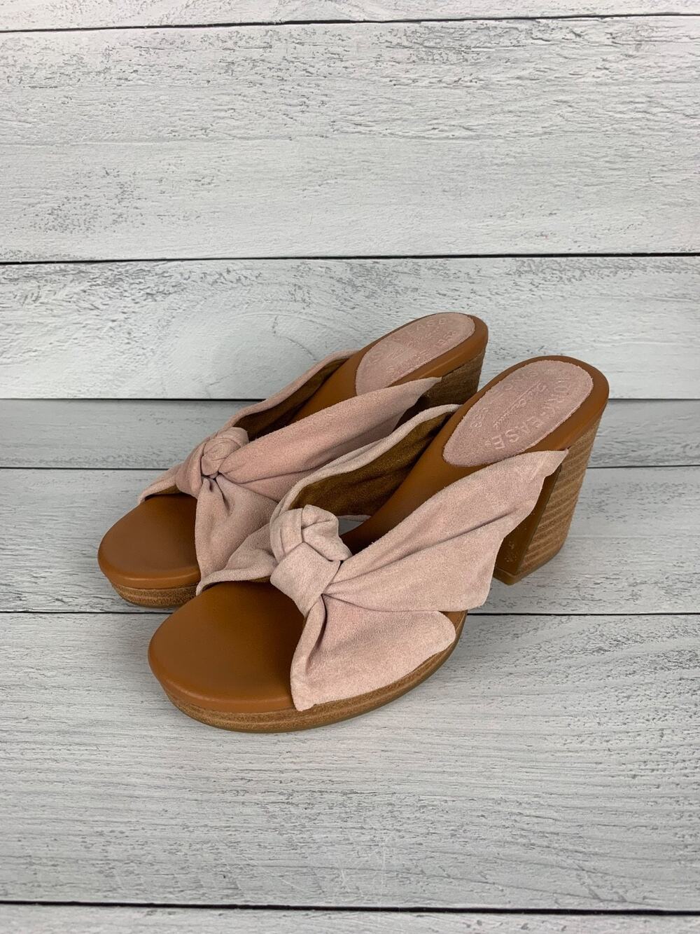 Kork Ease Women's Size 7 Haya Pink Suede Leather Block Heel Sandals Slides $149
